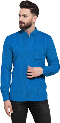 MK WORLD Men Solid Casual Blue Shirt