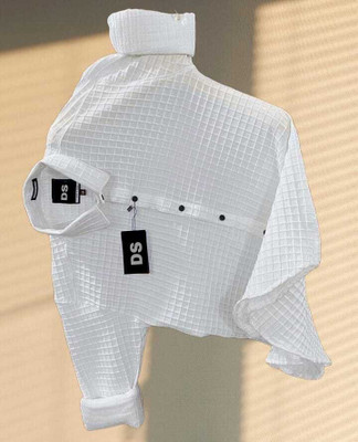 DUCCKCREATION Men Self Design Casual White Shirt