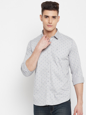 DUKE Men Printed Casual Grey Shirt