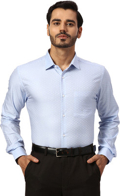 PARK AVENUE Men Self Design Formal Blue Shirt