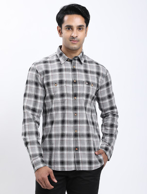 INDIAN TERRAIN Men Checkered Casual Black Shirt