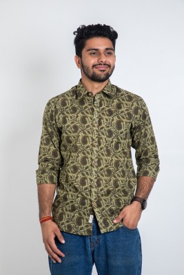 Aagaman Men Printed Casual Light Green, Dark Green, Black Shirt