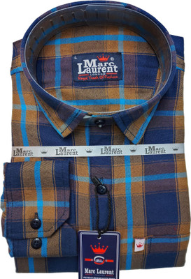 Trending Ayansh Men Solid Casual Blue, Brown Shirt