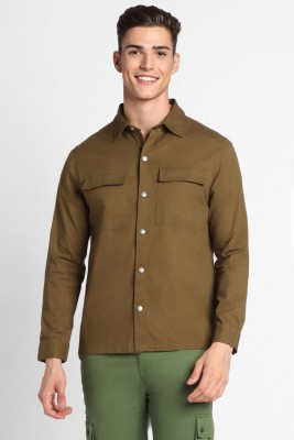 FOREVER 21 Men Solid Casual Brown Shirt