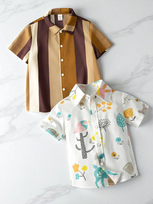 KIDOOZA Boys Striped Casual Multicolor Shirt(Pack of 2)