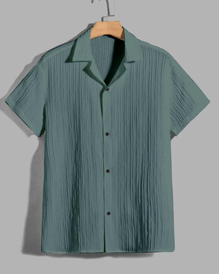 Exotica Lingerie Men Self Design Casual Green Shirt