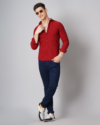 Hardsoda Men Solid Casual Red Shirt