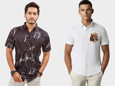 DADA IMPEX Men Striped Casual Black Shirt(Pack of 2)