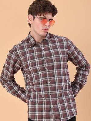 V-MART Men Checkered Casual Grey Shirt