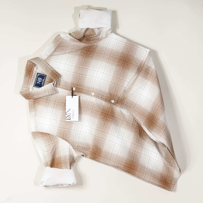 N AND J Men Checkered Casual Brown, White Shirt
