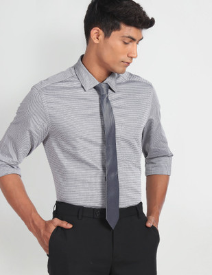 ARROW Men Self Design Formal Grey Shirt