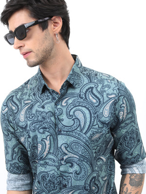 HIGHLANDER Men Printed Casual Blue Shirt