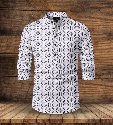 dream believe fashion Men Printed Casual Pink, White Shirt