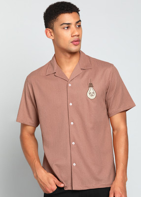 INDICLUB Men Self Design Casual Beige Shirt