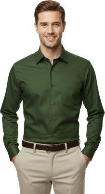 GALAXOMUS CLOTHING Men Solid Formal Dark Green Shirt