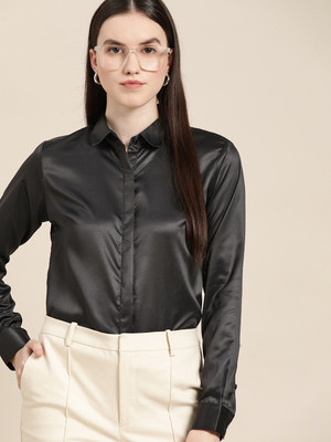 Hancock Women Solid Formal Black Shirt