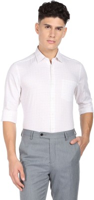 ARROW Men Checkered Formal White, Blue Shirt