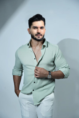 Marmic Fab Men Solid Casual Green Shirt