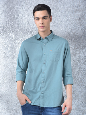 Canary London Men Solid Casual Green Shirt