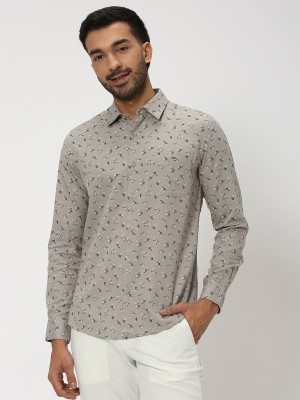 MUFTI Men Floral Print Casual Beige Shirt