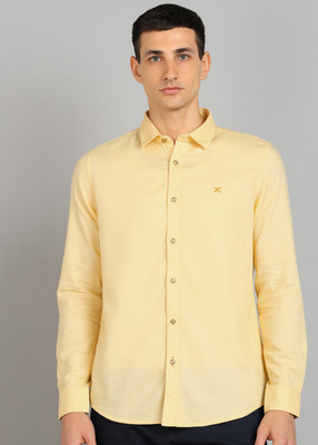 KILLER Men Self Design Casual Yellow Shirt