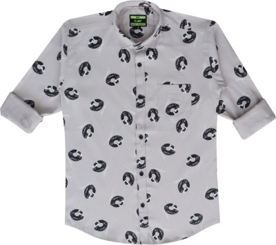 Cay Boys Printed Casual Black, Grey Shirt