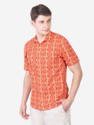 ZADORA Men Printed Casual Orange Shirt