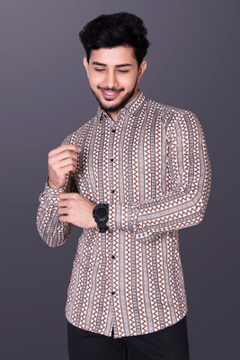 gurukrupa creation Men Printed Casual Brown Shirt