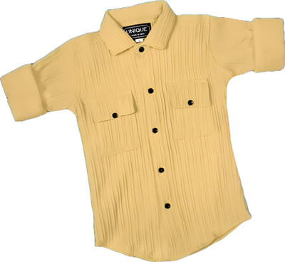 zans and mens Boys Self Design Casual Yellow Shirt
