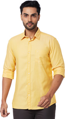 PARX Men Solid Casual Yellow Shirt