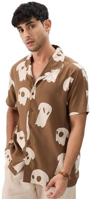 SHIVA Men Printed Casual Brown Shirt