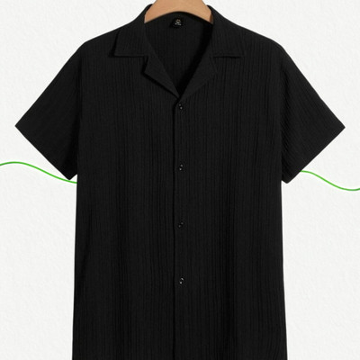 nitafashion Men Solid Casual Black Shirt