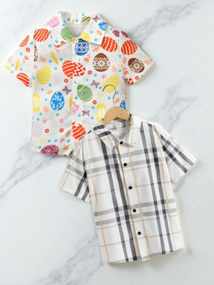 KHODAL TRENDZ Boys Printed Casual Multicolor Shirt(Pack of 2)