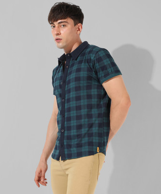CAMPUS SUTRA Men Checkered Casual Green Shirt