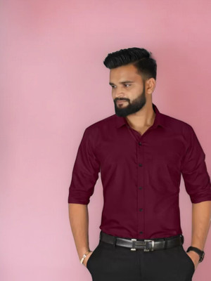 RadhikaFashion Men Solid Casual Maroon Shirt