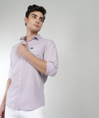 The Indian Garage Co. Men Solid Casual Purple Shirt