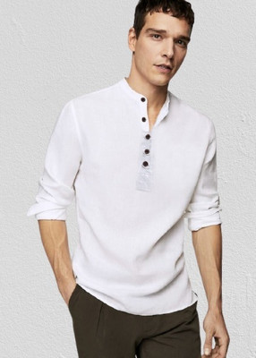 Arth Enterprise Men Printed Casual White Shirt