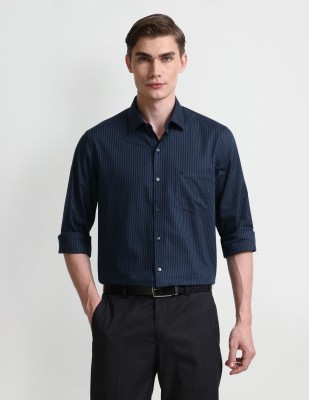 ARROW Men Striped Formal Blue Shirt