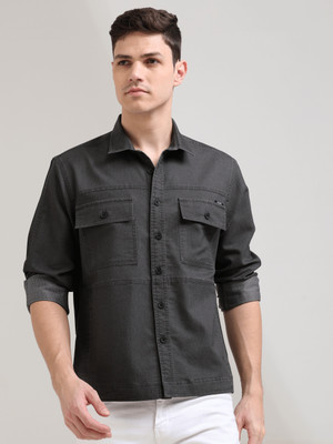 Estilocus Men Solid Casual Grey Shirt