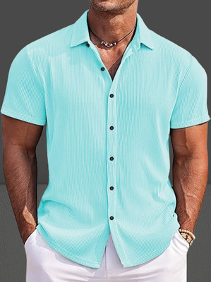 Marmic Fab Men Solid Casual Light Blue Shirt