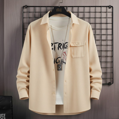 SHABIB Men Solid Casual Beige Shirt
