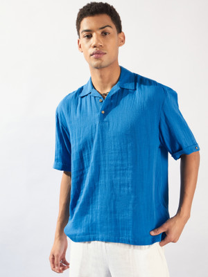 DENNISON Men Solid Casual Light Blue Shirt