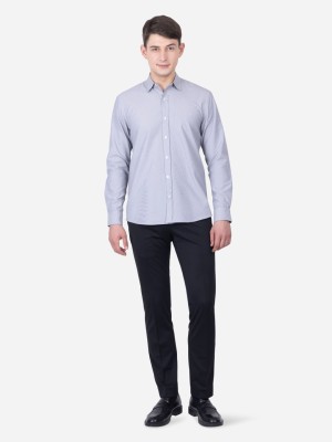 ZADORA Men Striped Formal Grey Shirt