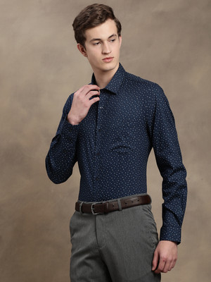 TURTLE Men Printed Formal Dark Blue Shirt