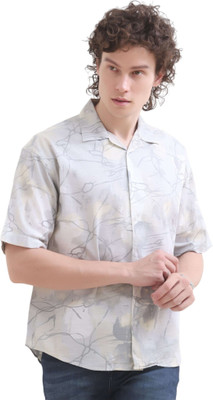 Estilocus Men Printed Casual Grey Shirt