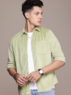 WROGN Men Self Design Casual Green Shirt