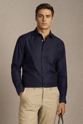 LOUIS PHILIPPE Men Solid Formal Dark Blue Shirt