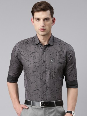 BONZEE Men Printed Formal Grey, Dark Green Shirt