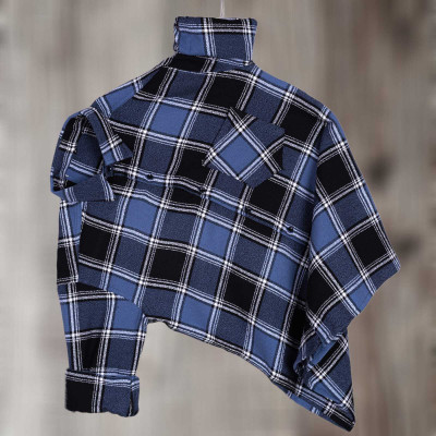 Vrunda tavi Men Checkered Casual Blue Shirt