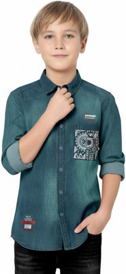 FABFARM Boys Solid Casual Green Shirt
